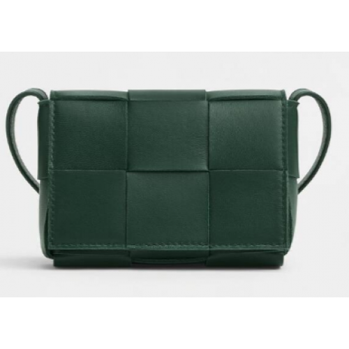 Bottega Veneta CASSETTE Mini Skórzana torba przez ramię Intreccio 666688 RAINTREE