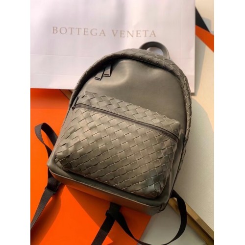 Bottega Veneta CLASSIC INTRECCIATO Skórzany plecak Intrecciato 7786 szary
