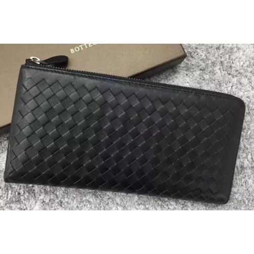 Skórzana kopertówka Bottega Veneta Intrecciato BV144077 czarna