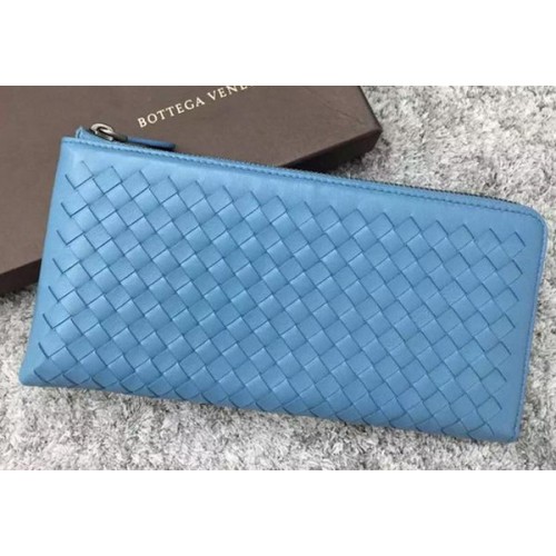 Skórzana kopertówka Bottega Veneta Intrecciato BV144077 SkyBlue