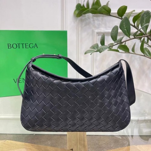 Skórzana torba na ramię Bottega Veneta Intreccio 690226 Czarna
