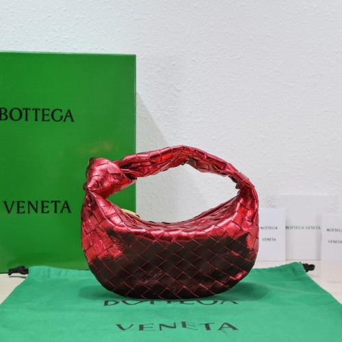 Bottega Veneta Mini torba ze skóry intrecciato z górnym uchwytem 651876 czerwona
