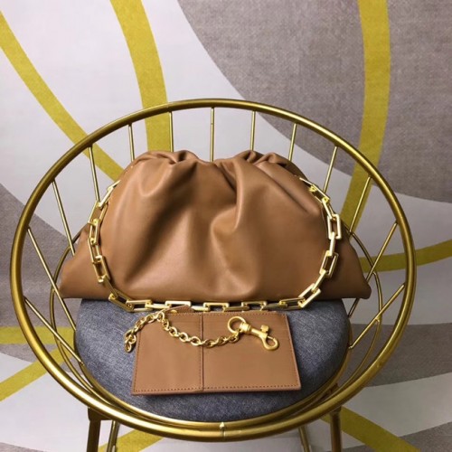 Torba na ramię Bottega Veneta Nappa z miękkiej, szerokiej skóry jagnięcej, brązowa, 585853