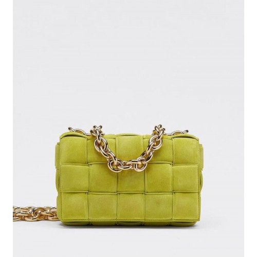 Bottega Veneta TORBA KASETOWA Z WYŚCIÓŁKĄ VELVET 591971 Cytryna