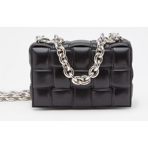 Bottega Veneta THE CHAIN CASSETTE Ekspresowa dostawa 631421 czarny Sprzęt: Wykończenie srebrne