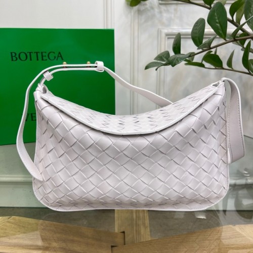 Skórzana torba na ramię Bottega Veneta Intreccio 690226 Biała