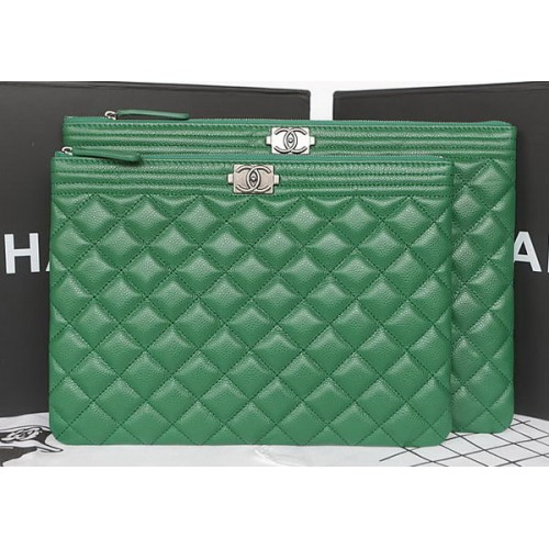 Chłopięca sprzęgło Chanel Cannage Pattern A69254 zielone