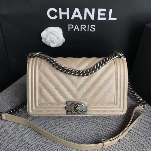 Chłopięca torebka Chanel Original Chevron Leather 67086 Camel
