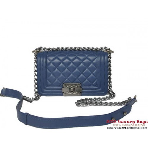 Torebka na ramię Chanel z małą klapką, skóra owcza, A67086, RoyalBlue