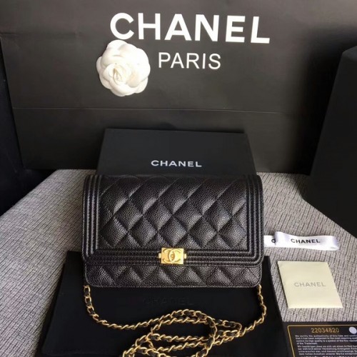 Torebka Chanel WOC Flap Bag z oryginalnej skóry cielęcej CHA6040 w kolorze czarnym