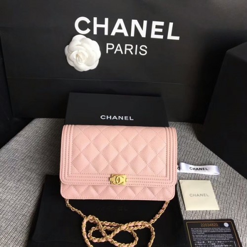 Torebka Chanel WOC Flap Bag z oryginalnej skóry cielęcej CHA6040 w kolorze różowym
