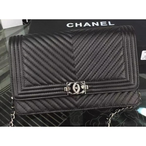 Torebka Chanel WOC Flap Bag Original Chevron Sheepskin A53731 Black