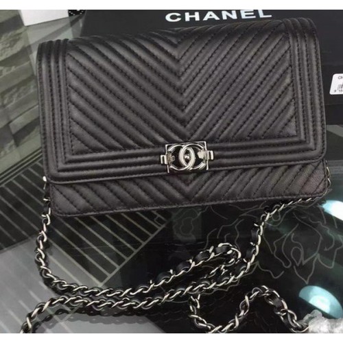 Torebka Chanel WOC Flap Bag Original Chevron Sheepskin CHA4742 Black