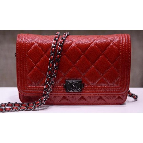 Torebki Chanel mini z klapką w jasnym wzorze Cannage A33815 w kolorze czerwonym