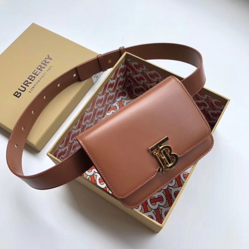 Oryginalna skórzana torba Thomas na pasek BurBerry BU55699 brązowa