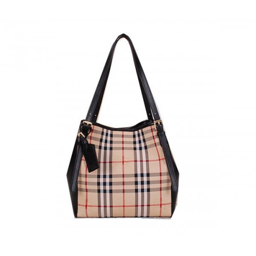 Torba BurBerry Small Haymarket Check Tote Bag B3711 w kolorze czarnym
