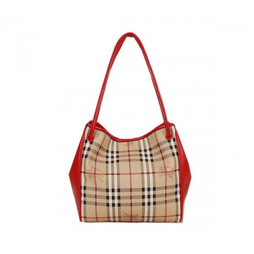 Torba BurBerry Small Haymarket Check Tote Bag B5911 w kolorze czerwonym