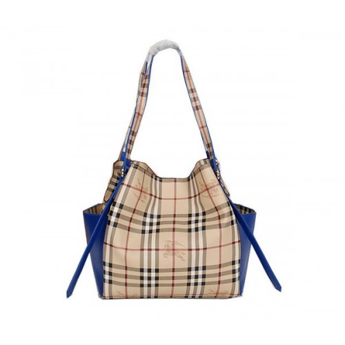 Mała oryginalna torba BurBerry Haymarket Check Tote Bag B8885 RoyalBlue