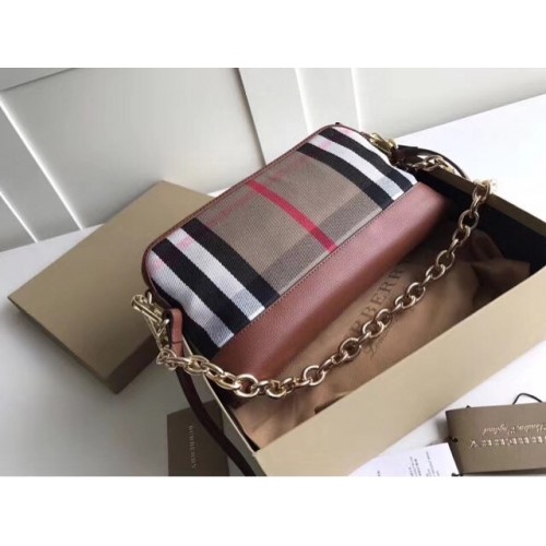 Torba na ramię Burberry ze skóry cielęcej 41711 brązowa