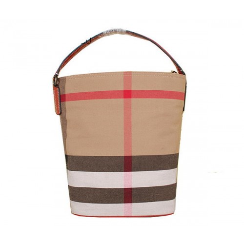 Torba typu hobo Burberry Medium Brit Check 7700 w kolorze czerwonym
