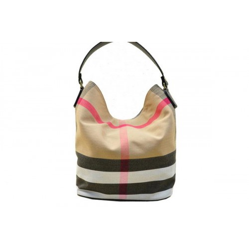 Torba typu hobo Burberry Medium Brit Check B8931 w kolorze czarnym