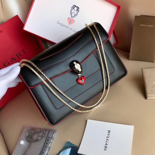 Bvlgari Forever serpenti in love Oryginalna torba na ramię ze skóry cielęcej 2466 czarna