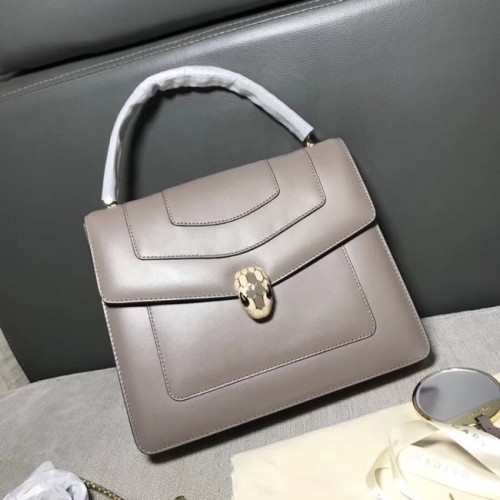 Torba typu tote Bvlgari Original Calfskin Leather 3782 w kolorze szarym