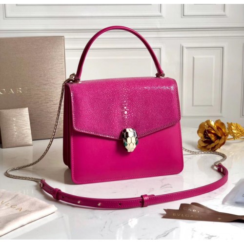 Bvlgari Serpenti Forever Pearl fish skin&Calfskin Leather mała torebka typu crossbody 288687 rose