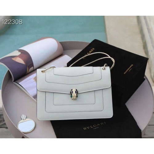 Bvlgari Serpenti Forever skórzana mała torebka typu crossbody 20291 biała