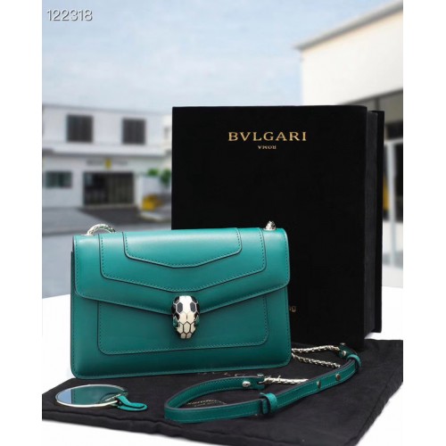 Bvlgari Serpenti Forever skórzana mała torebka typu crossbody 28090 Emerald