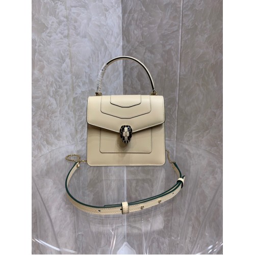 Bvlgari Serpenti Forever skórzana mała torebka typu crossbody 286999 kremowa