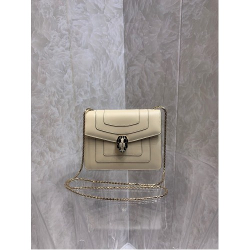 Bvlgari Serpenti Forever skórzana mała torebka typu crossbody 290544 kremowa