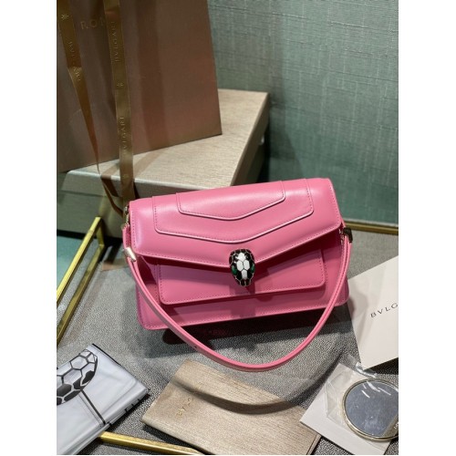 Bvlgari Serpenti Forever skórzana mała torebka typu crossbody 292104 różowa