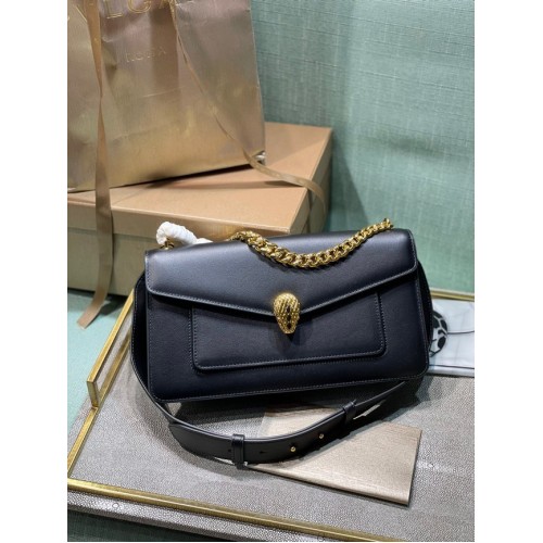 Bvlgari Serpenti Forever mała skórzana torebka typu crossbody 292833 czarna