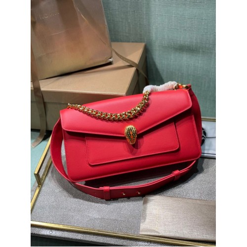 Bvlgari Serpenti Forever skórzana mała torebka typu crossbody 292833 czerwona