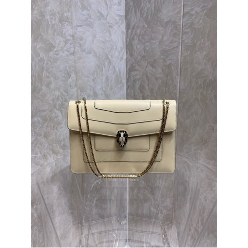 Bvlgari Serpenti Forever skórzana mała torebka typu crossbody 35106 kremowa