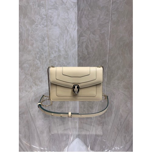 Bvlgari Serpenti Forever skórzana mała torebka typu crossbody 65106 kremowa