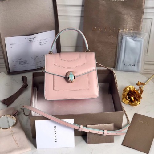 Bvlgari Serpenti Forever skórzana mała torebka typu crossbody 70736 różowa