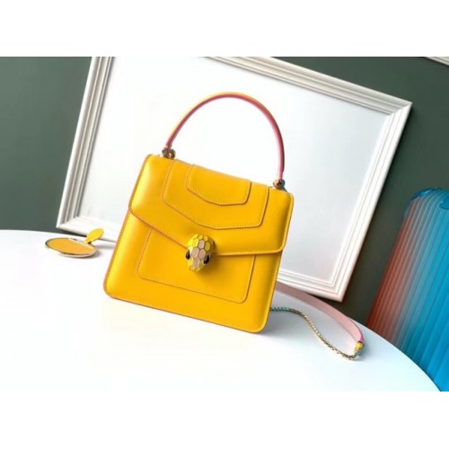 Bvlgari Serpenti Forever skórzana mała torebka typu crossbody 70736 żółta