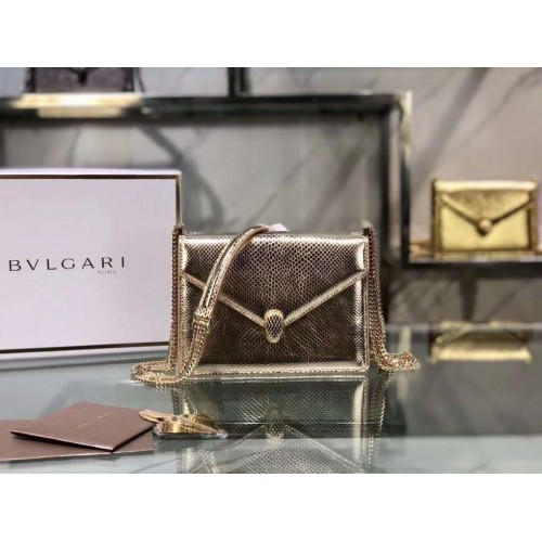 Bvlgari Serpenti Forever skórzana mała torebka typu crossbody B210544 jasnozłota