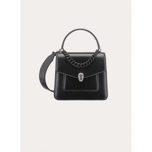 Bvlgari Serpenti Forever skórzana mała torebka typu crossbody B210762 czarna