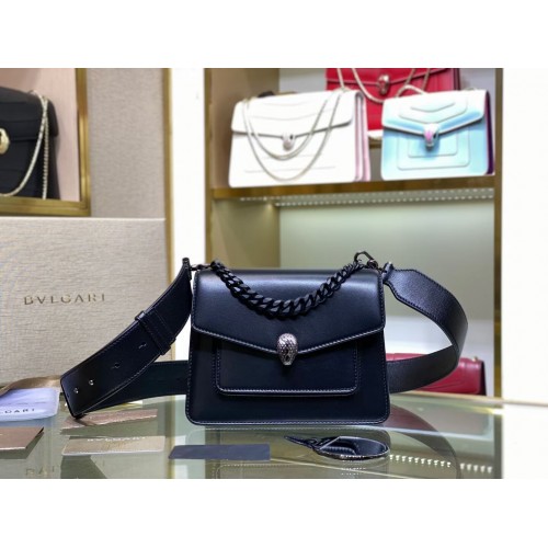 Bvlgari Serpenti Forever skórzana mała torebka typu crossbody B210875 czarna