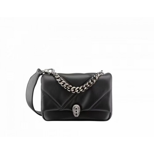 Bvlgari Serpenti Forever skórzana mała torebka typu crossbody B219068 czarna