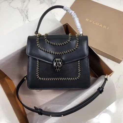 Bvlgari Serpenti Forever skórzana mała torebka typu crossbody B286999 czarna