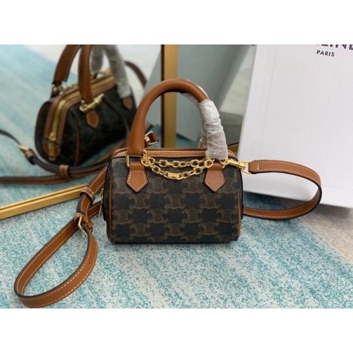 CELINE MINI TOREBKA ŻAKIETOWA Z PŁÓTNA TRIOMPHE 2090 brązowa