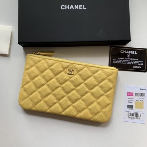 Torba podróżna CHANEL 19 Caviar Original Leather AP1060 żółta
