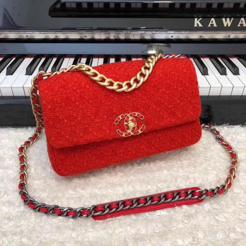 Torebka CHANEL 19 Flap Bag AS1160 czerwona