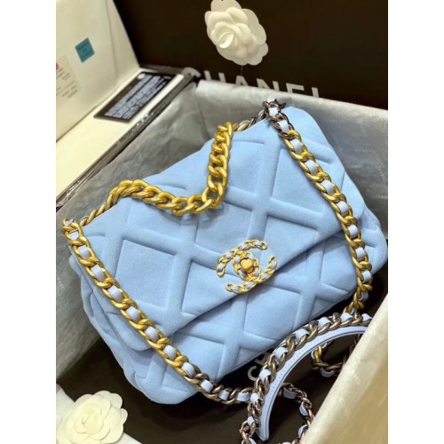Torebka CHANEL 19 Flap Bag AS1161 jasnoniebieska