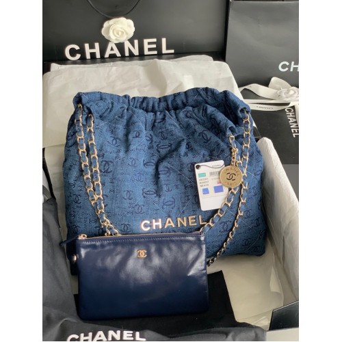 TOREBKA CHANEL 22 Denim AS3261 niebiesko-złota