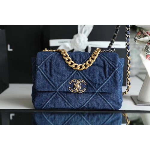Torebka CHANEL Denim 19 Flap Bag AS1160 AS1161 AS1162 niebieska